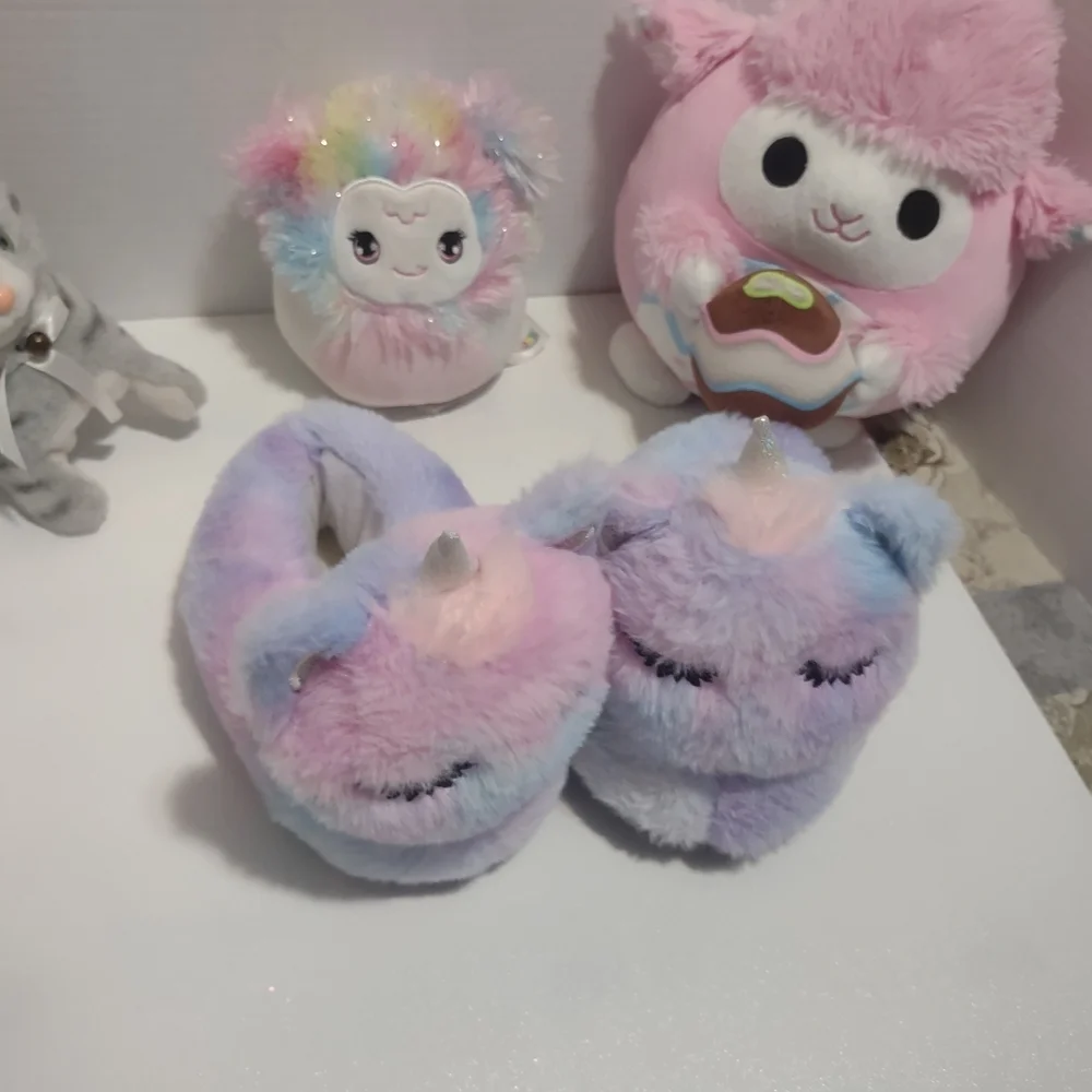 Pastel Unicorn Plush Slippers